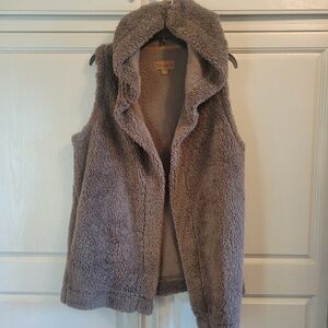 Koolaburra By Ugg Brown Sherpa Hooded Open Front Vest